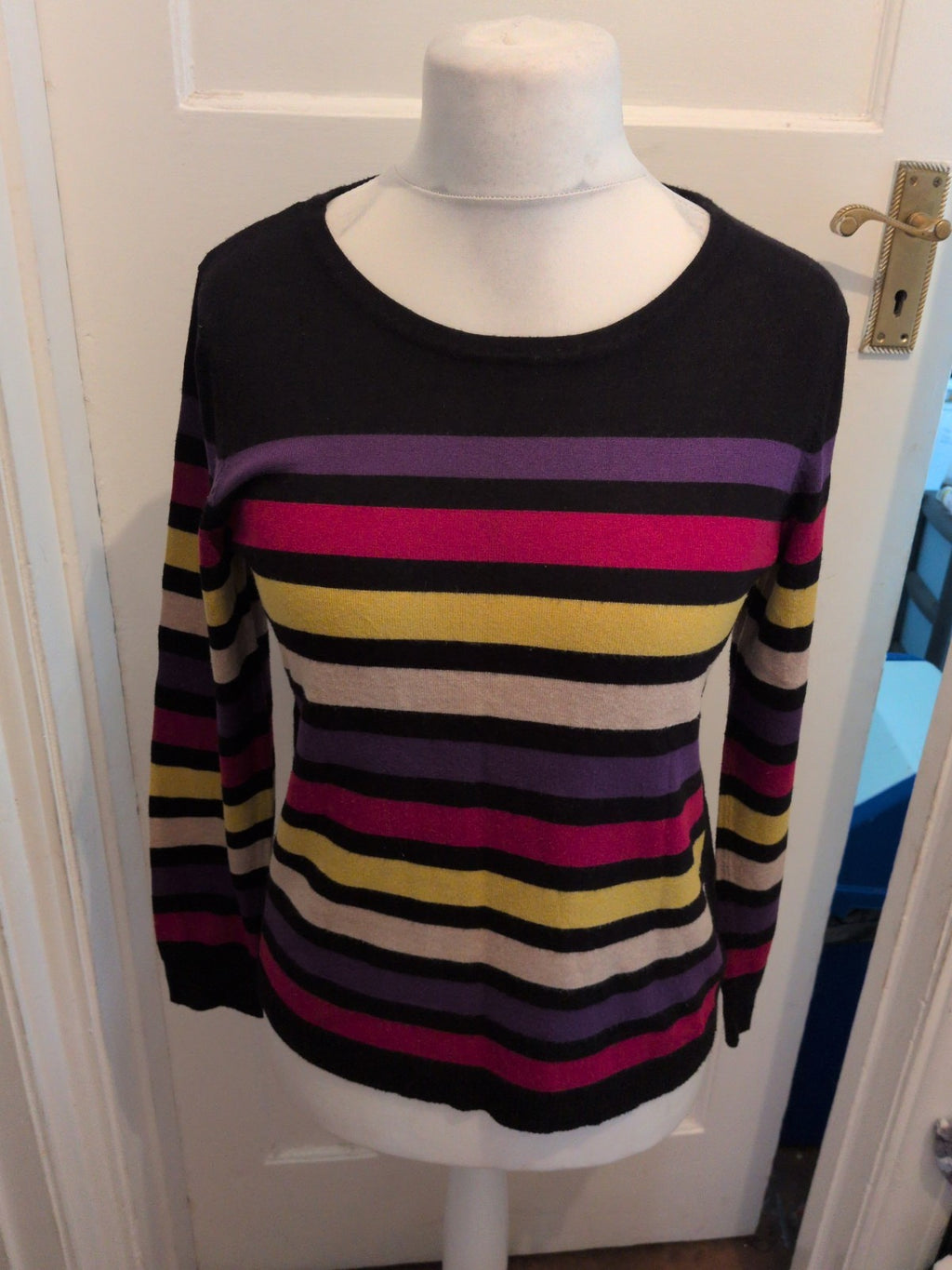 M&Co 14 Black With Stripes Long Sleeve Jumper
