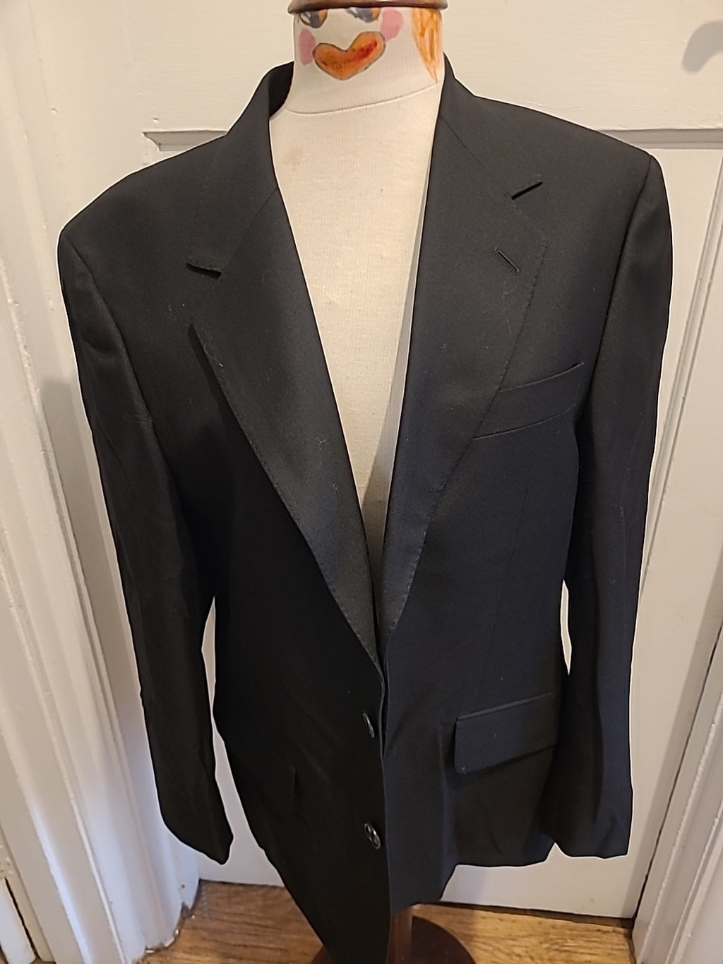 Mens Size 38S Black Wool Blend Jacket