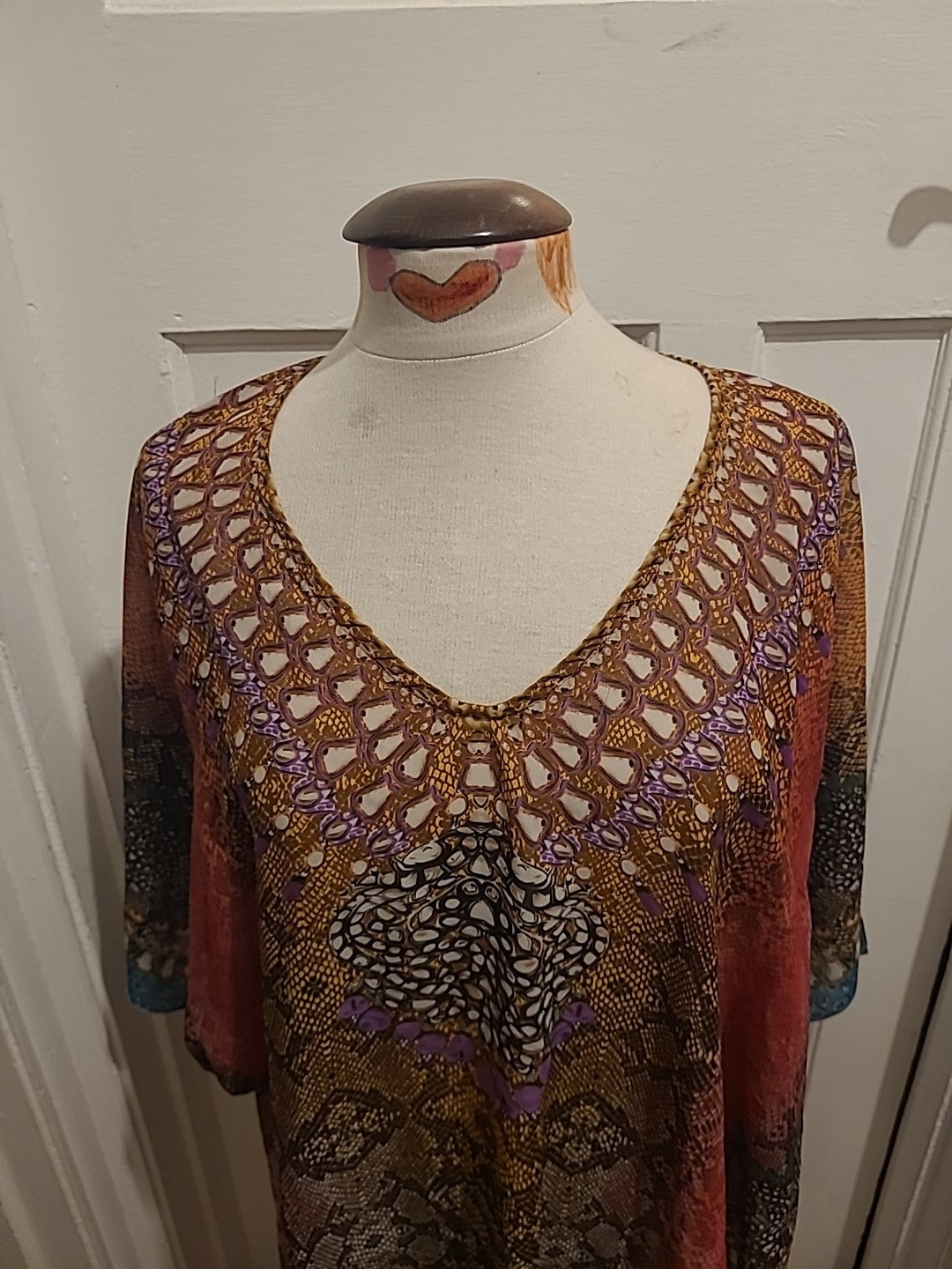 Ladies Size Large Peacock Design Oversized Overshirt
