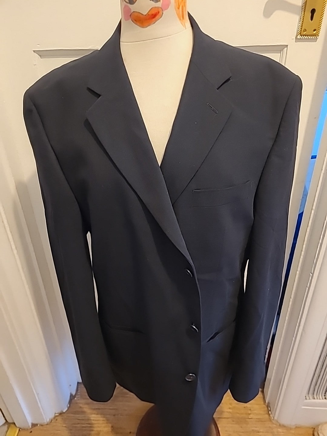 Mens Karl Jackson Size 44L Black Lined Padded Blazer