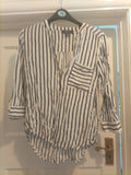 Ladies Primark Size 8 Navy White Striped Long Sleeved Tshirt