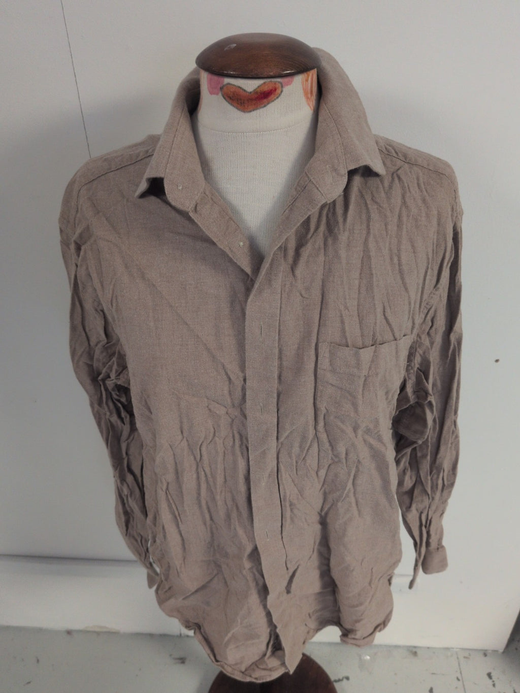 Marks And Spencer 17" Pure Cotton Twill Long Sleeve Brown Shirt
