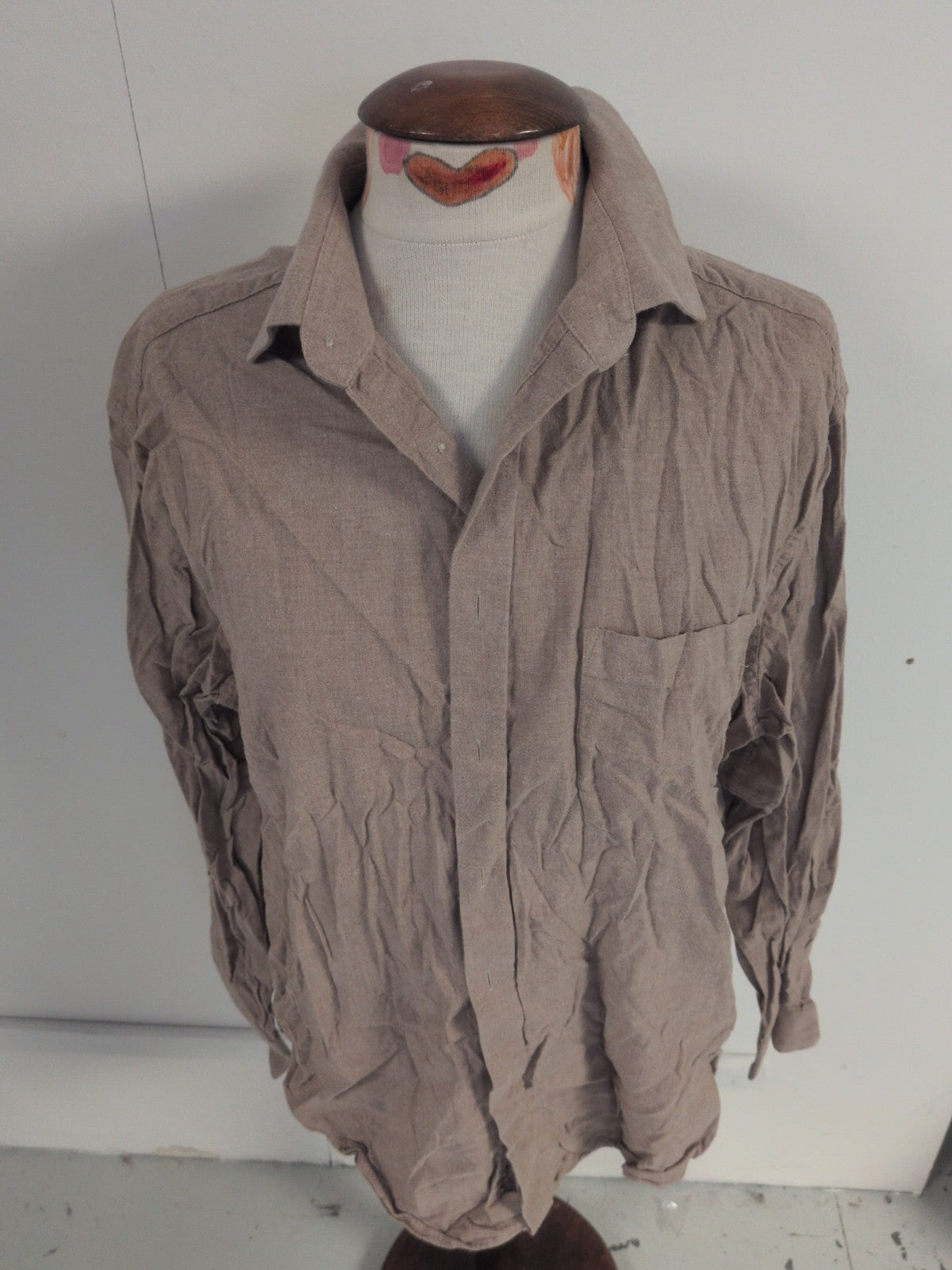Marks And Spencer 17" Pure Cotton Twill Long Sleeve Brown Shirt