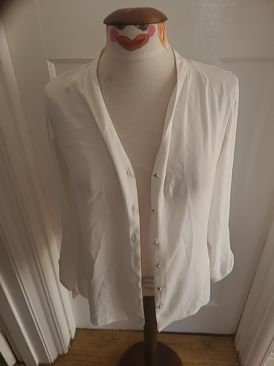 Ladies Dorothy Perkins Size 8 Ivory Buttoned Blouse