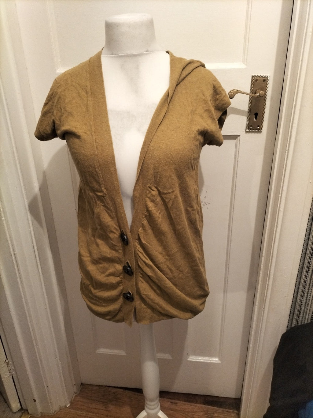 Ladies River Island Size 10 Gold V Neck Cap Sleeved Cardigan