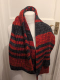 Mens Red And Grey Striped Large Scarf