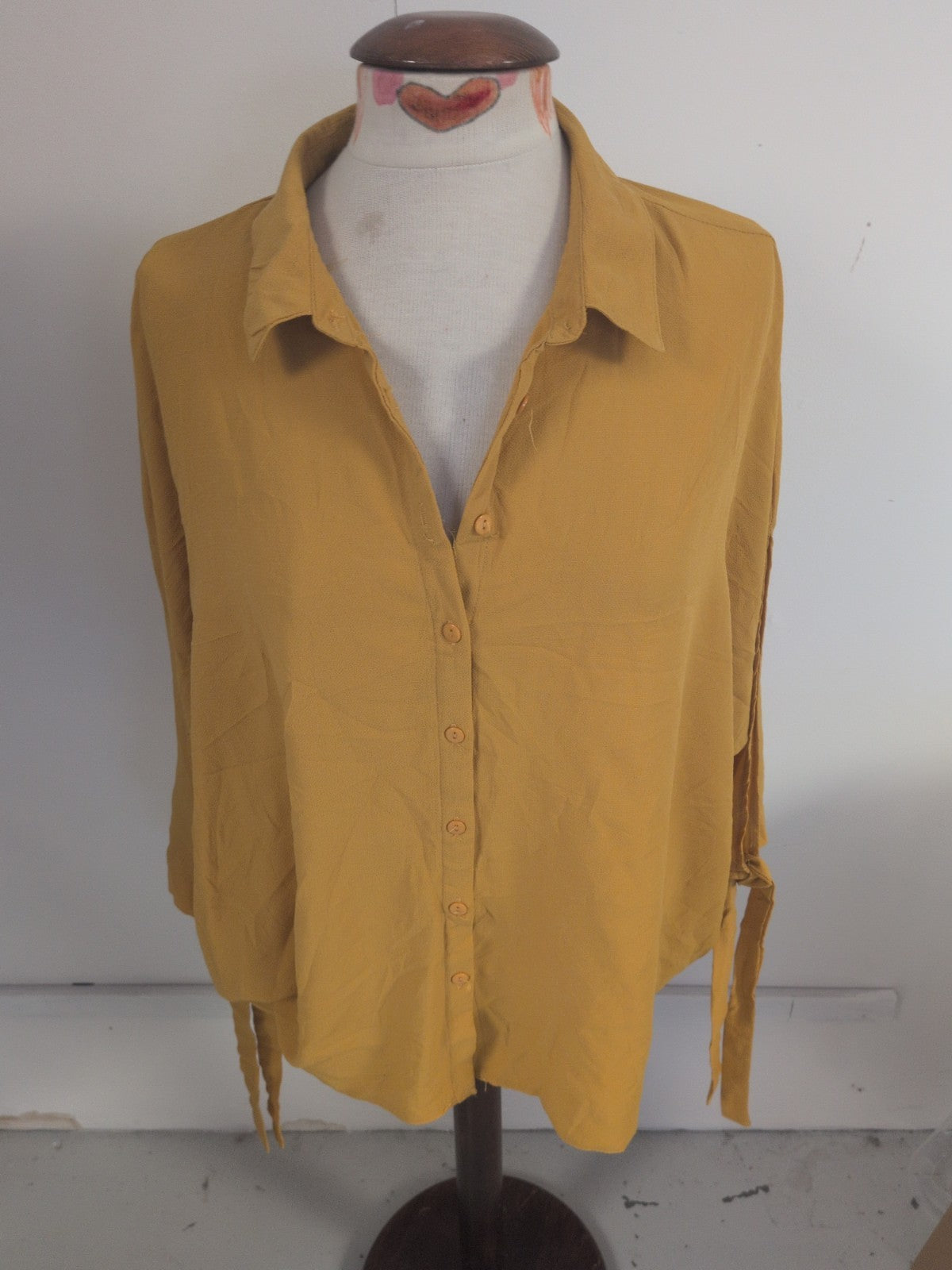 New Look 18 Mustard Half Sleeve Buttoned Blouse