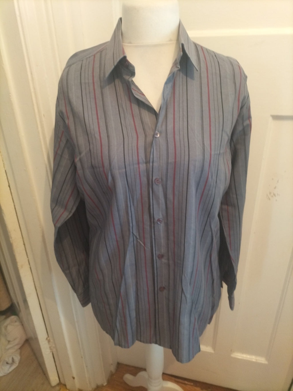 Dunno Co 16" Grey Stripe Long Sleeve Shirt