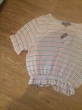 Brand New Ladies Primark Size XS Multi Striped Elasticated Hem Short Sleeved...