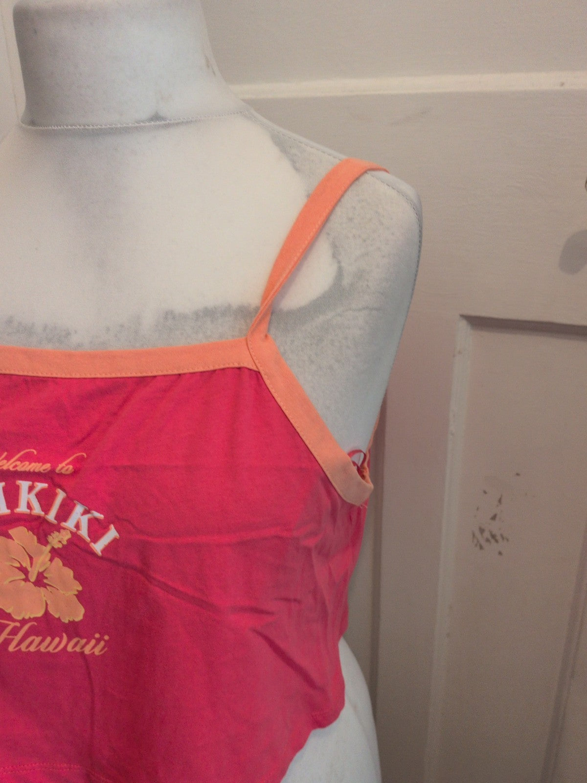 Brand New Primark 12-14 Pink And Orange Pyjama Sleeveless Top