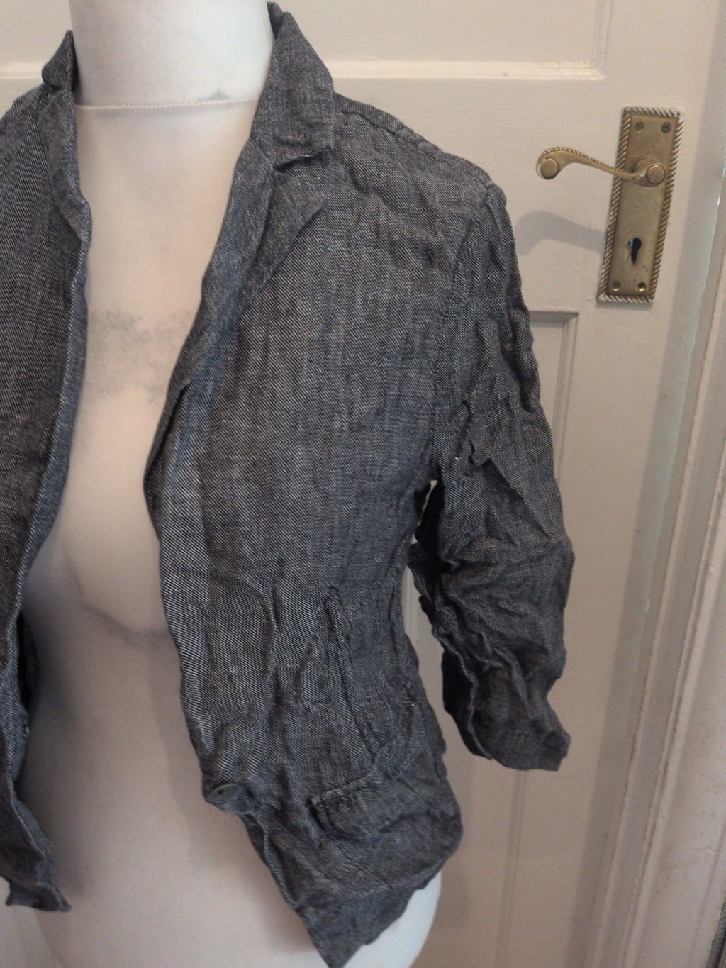 Part Two 12 Grey Long Sleeve Button Blouse