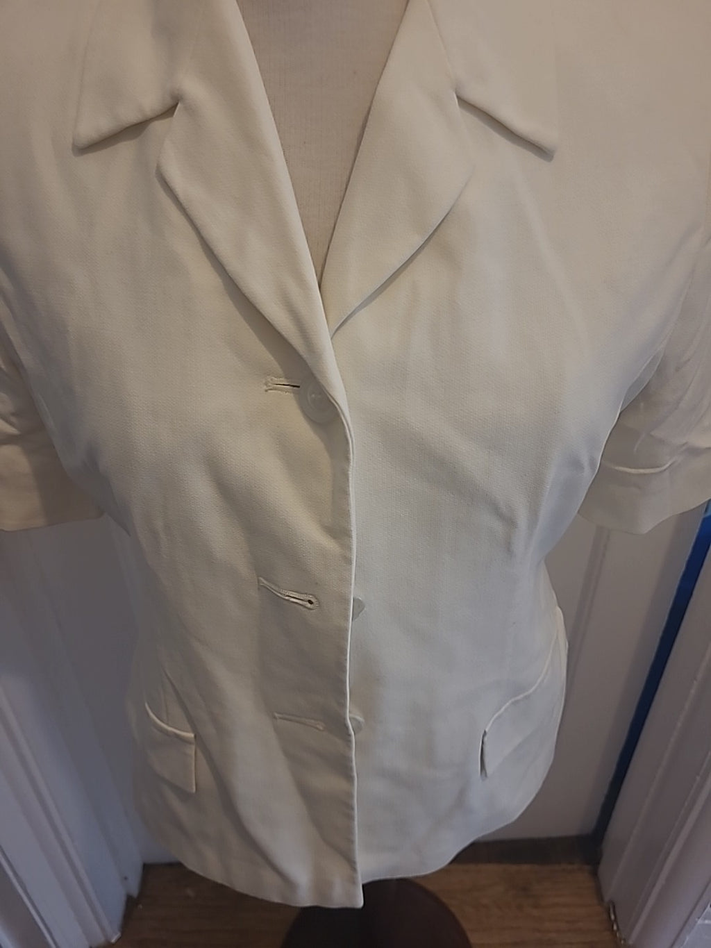 Ladies Marks And Spencer Size 12 Cream Padded Lightweight Blazer