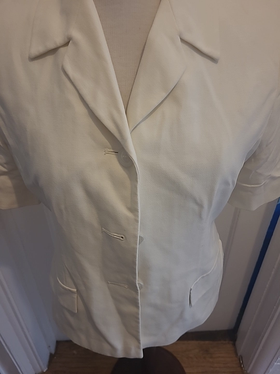 Ladies Marks And Spencer Size 12 Cream Padded Lightweight Blazer