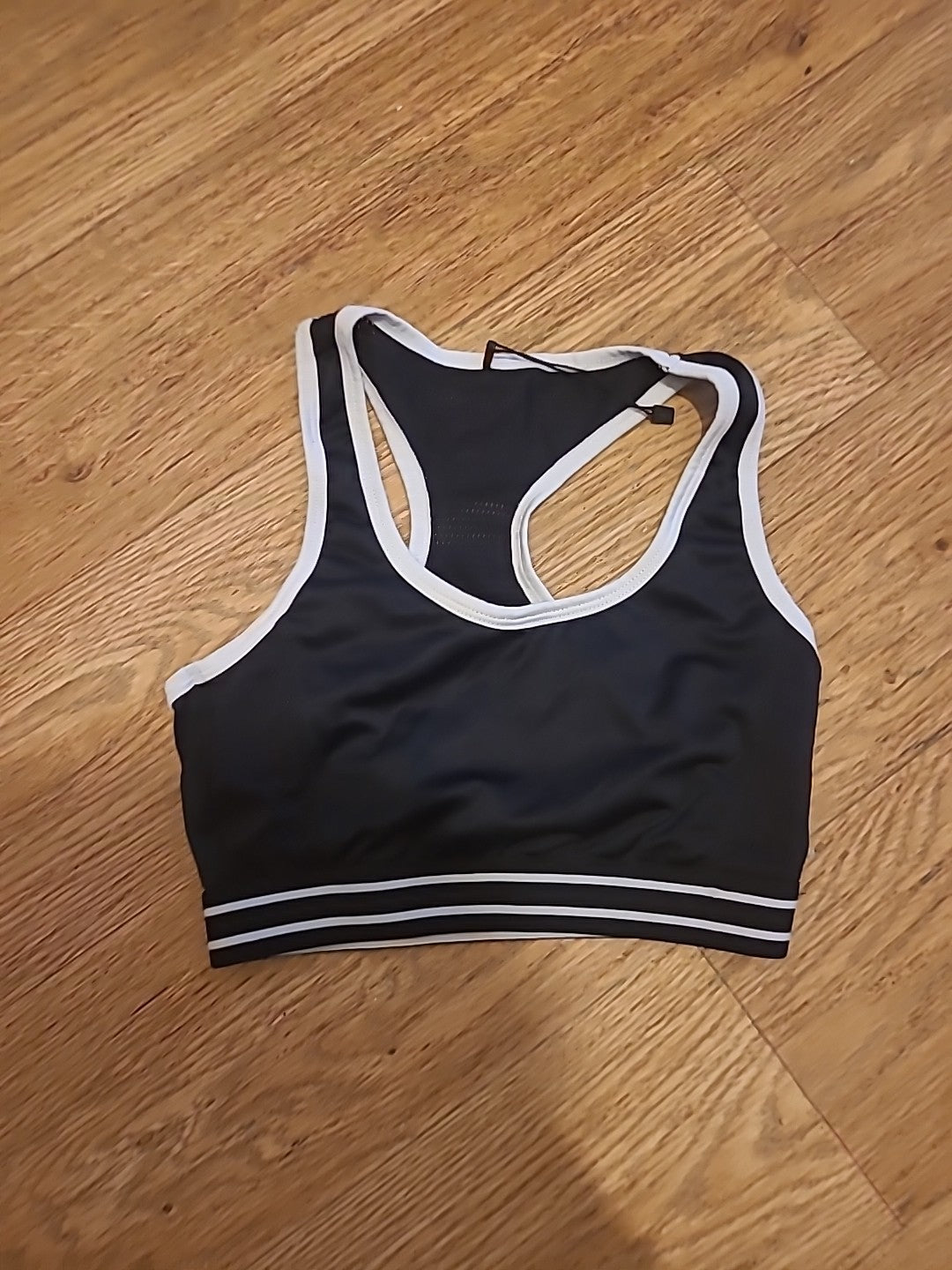 Ladies Primark Size 8 black gym boob tube racer back top