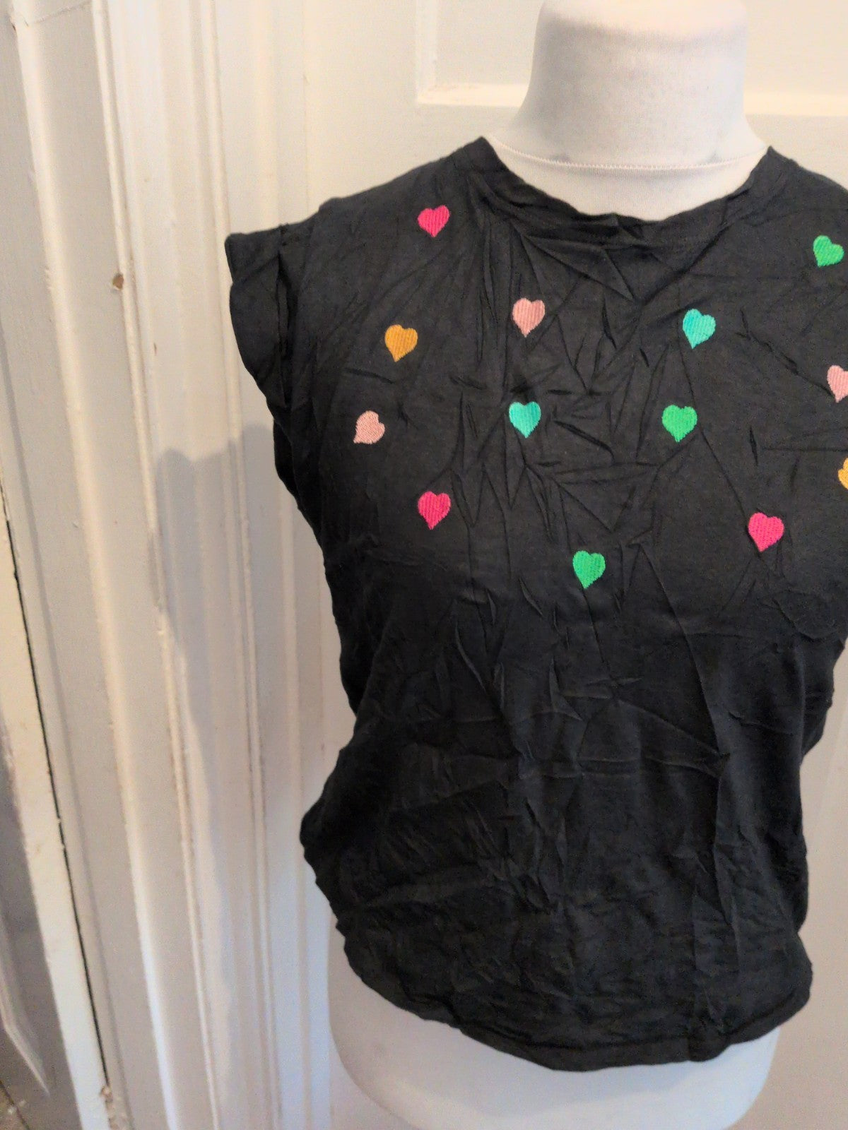 Rojas Medium Black Heart Print T-shirt Ladies