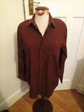 Mens Van Heusen Size 16 Collar Brown Striped Long Sleeved Shirt