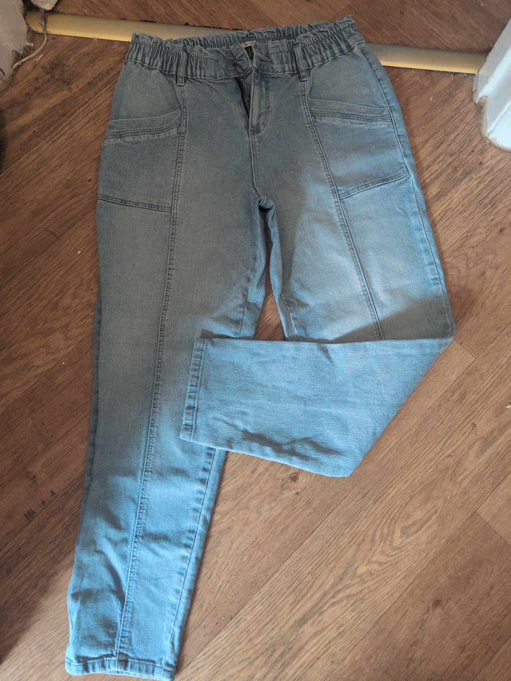 Ladies Tu Size 10 Elasticated Blue Straight Jeans