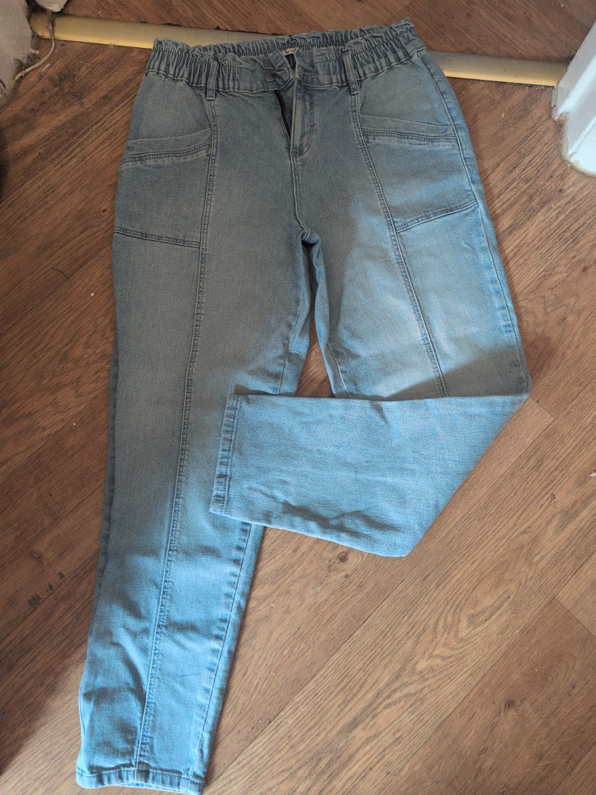 Ladies Tu Size 10 Elasticated Blue Straight Jeans