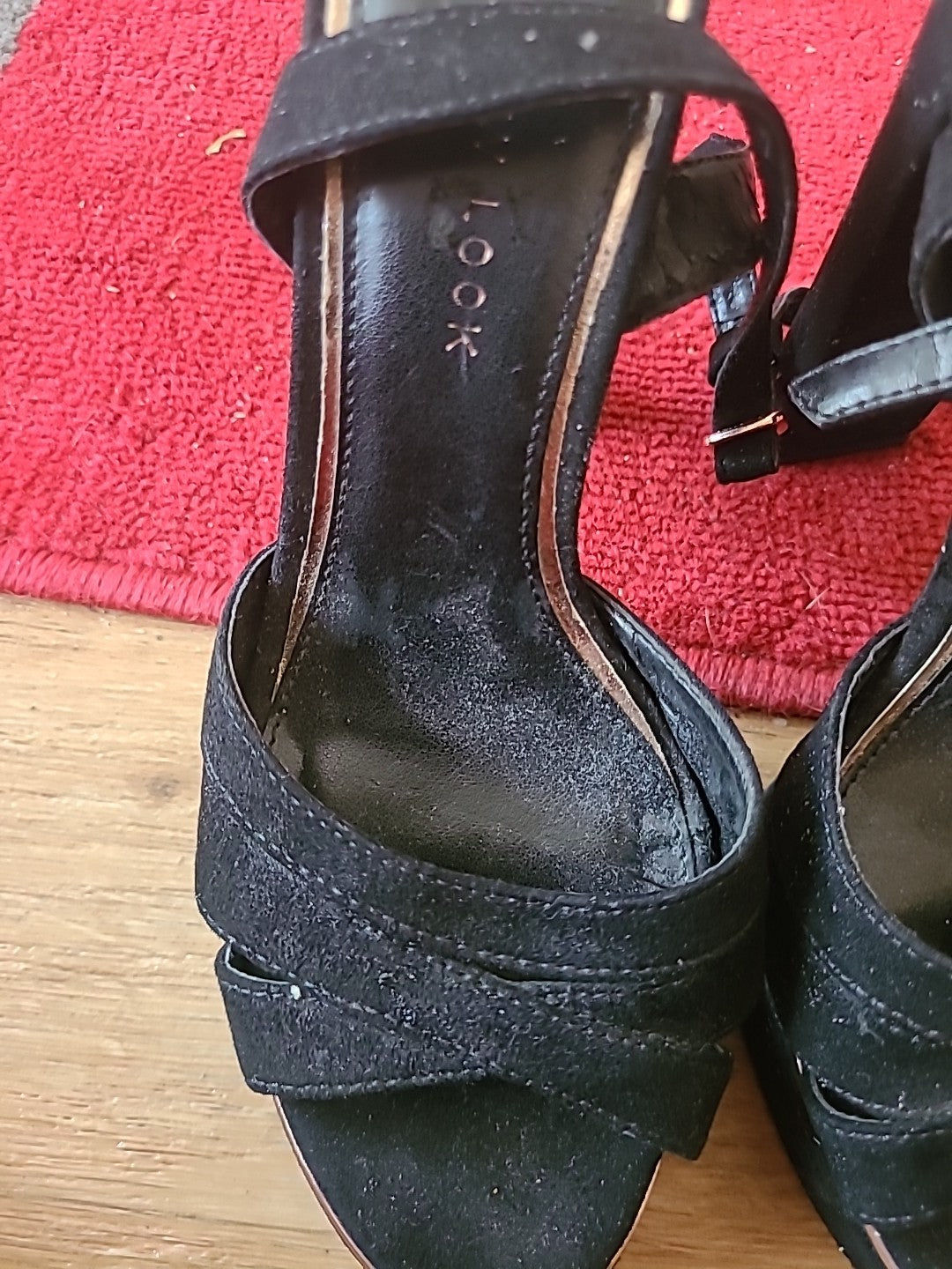 Ladies New Look Size Uk 3 Open Toe Black Heels