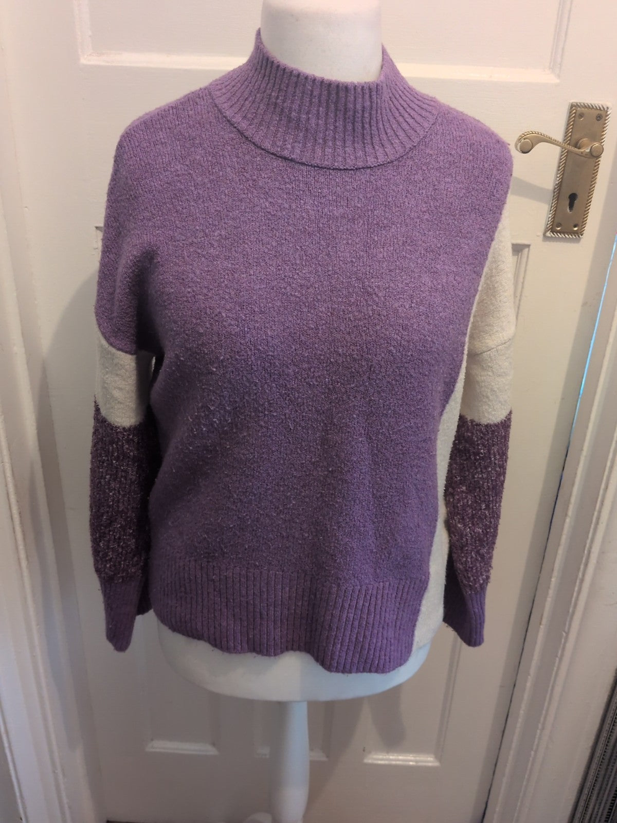 Next Medium Purple And White High Neck Jumper