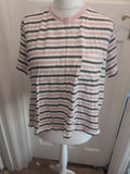 Ladies M&S Striped T Shirt Size 20 Khaki/pink/white Free Delivery