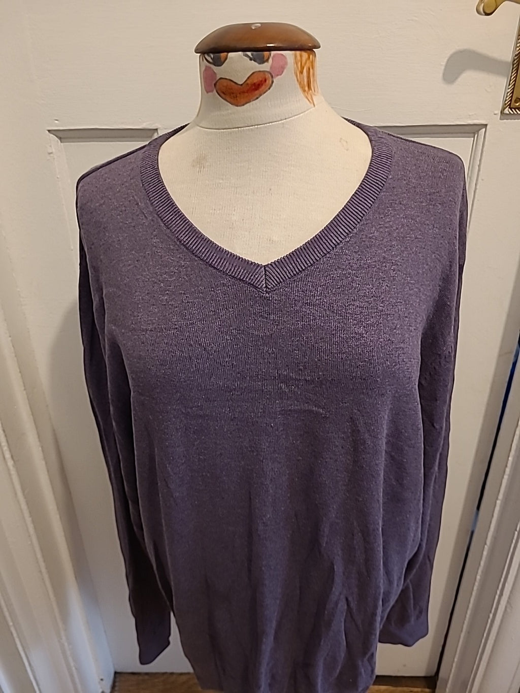 Mens Tu Man Size 2XL Pure Cotton Purple Long Sleeved Pullover Jumper
