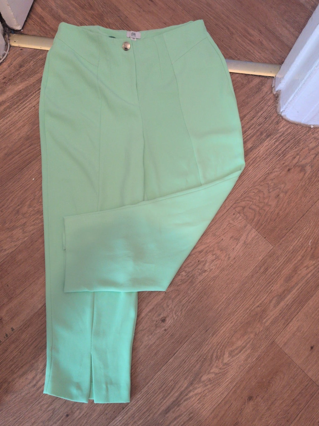 Ladies River Island Size L Petite Bright Green Straight Leg Trousers