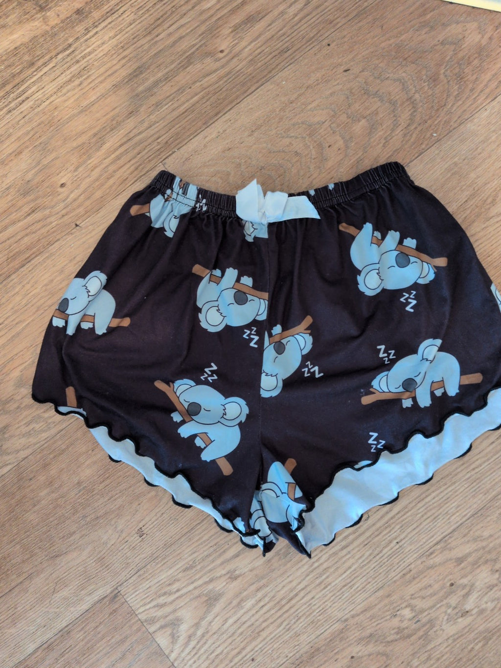 XS Black Koala Elasticated Sleep Shorts