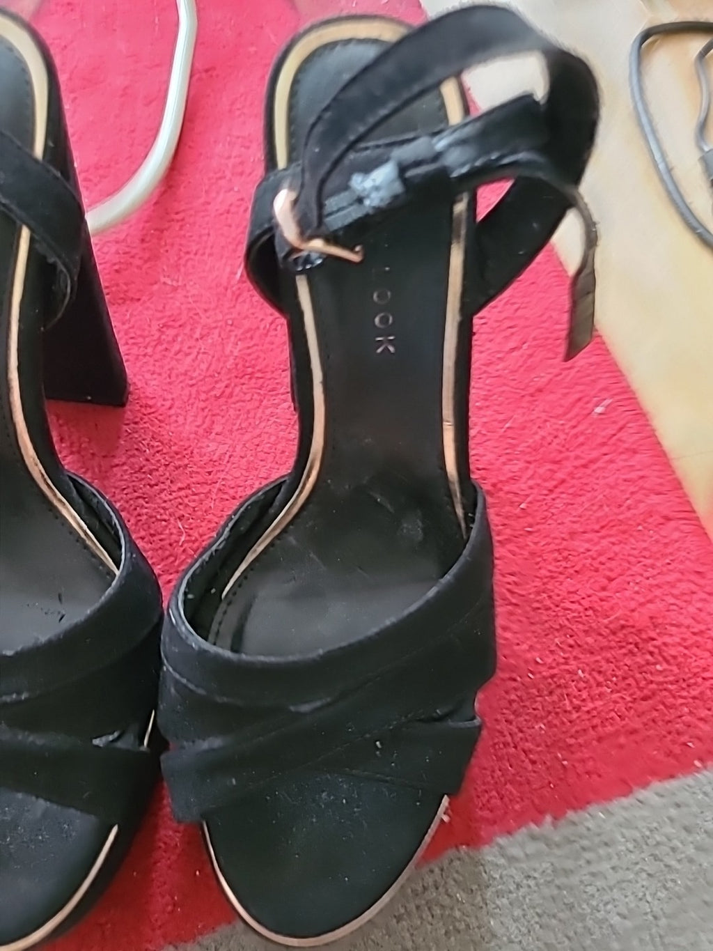 Ladies New Look Size 3 Black Open Toe Heels