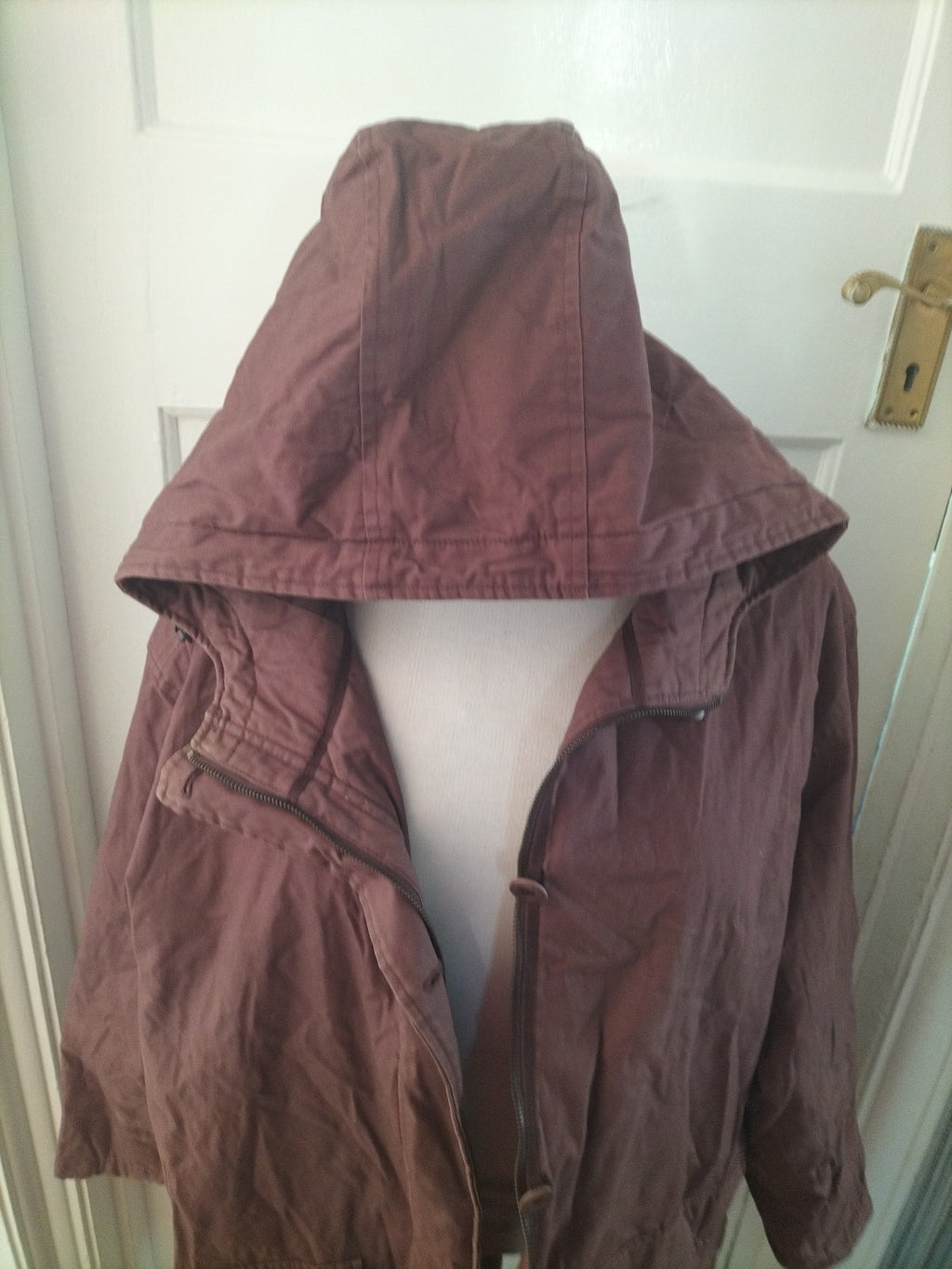 Ladies Dannimac Size XL Brown Lined Hooded Coat