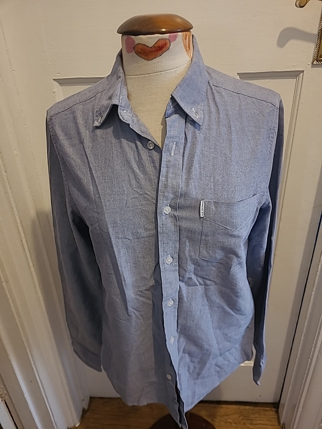 Mens Ben Sherman Size Small True Oxford Denim Colour Long Sleeved Shirt