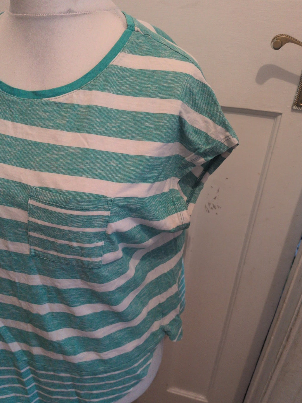 Ladies Tu SiE 18 Green Stripe Short Sleeve T-shirt