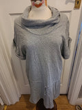 Ladies Short Sleeve Jumper Dress Drawstring Grey Size 12 KOOKAI (3) Roll Neck