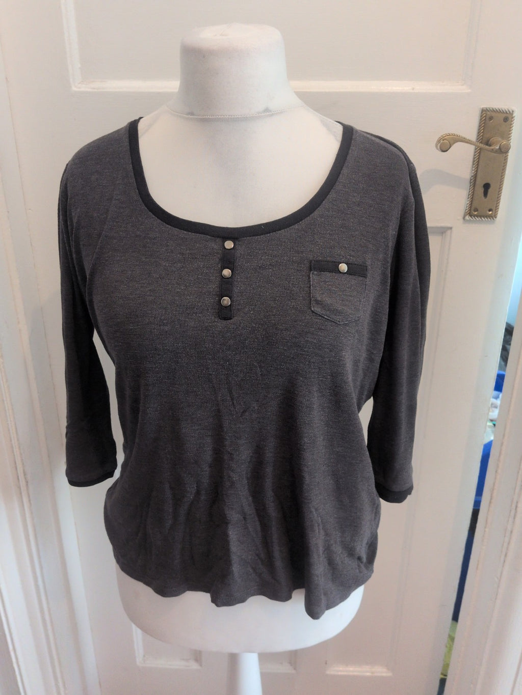 Marks And Spencer 16 Charcoal Half Sleeve T-shirt