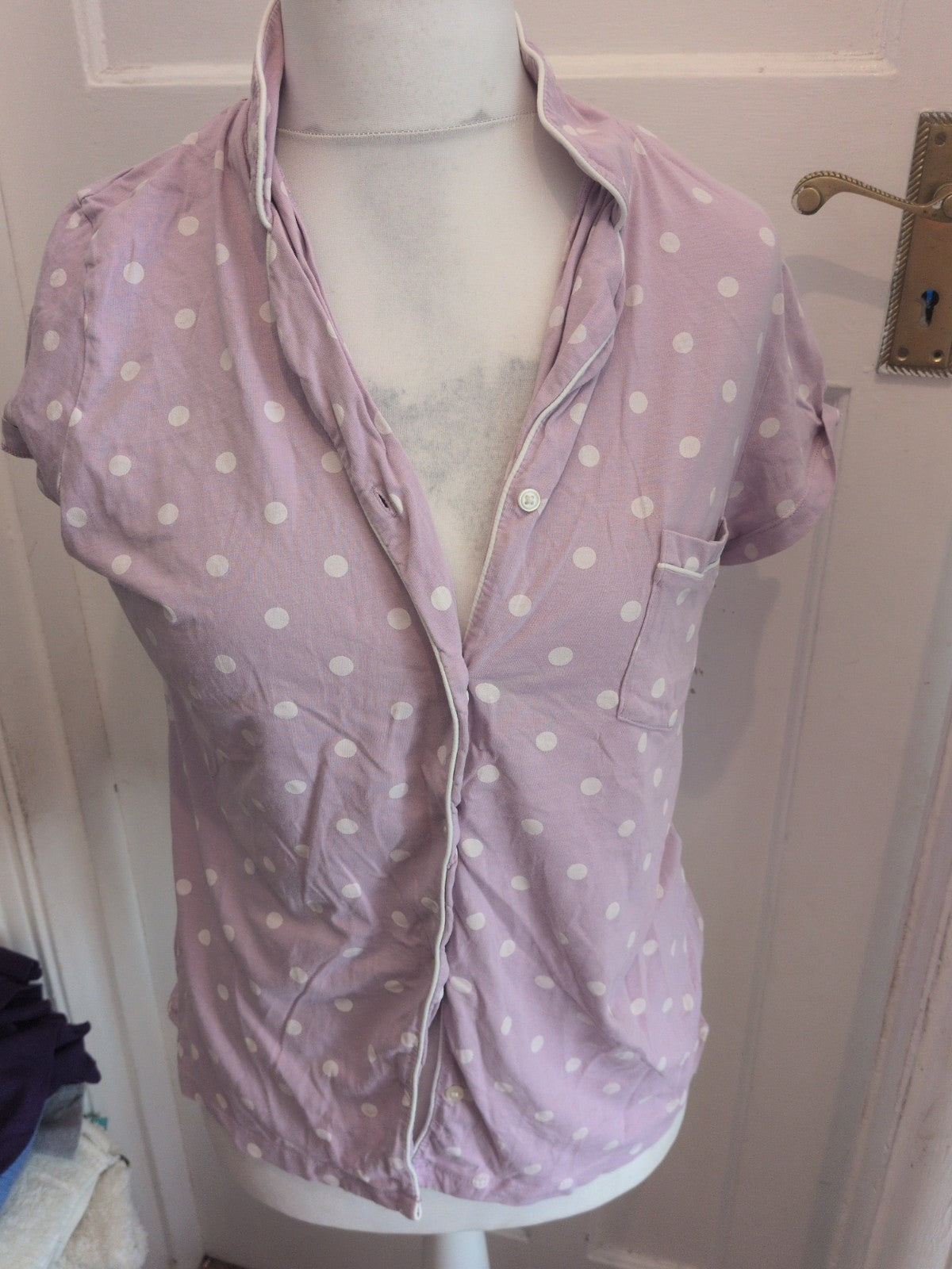 Tu 14 Purple Spot Short Sleeve Pyjama Top