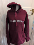 3XL Purple Long Sleeve You Are Enough Pullover Hoodie