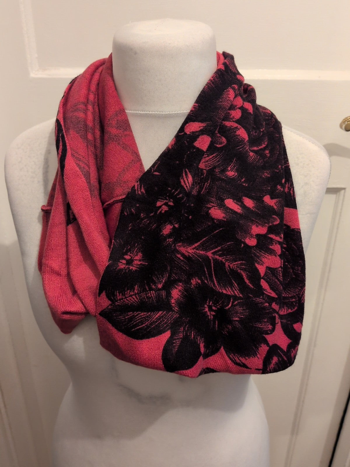 Purple And Black Floral Scarf