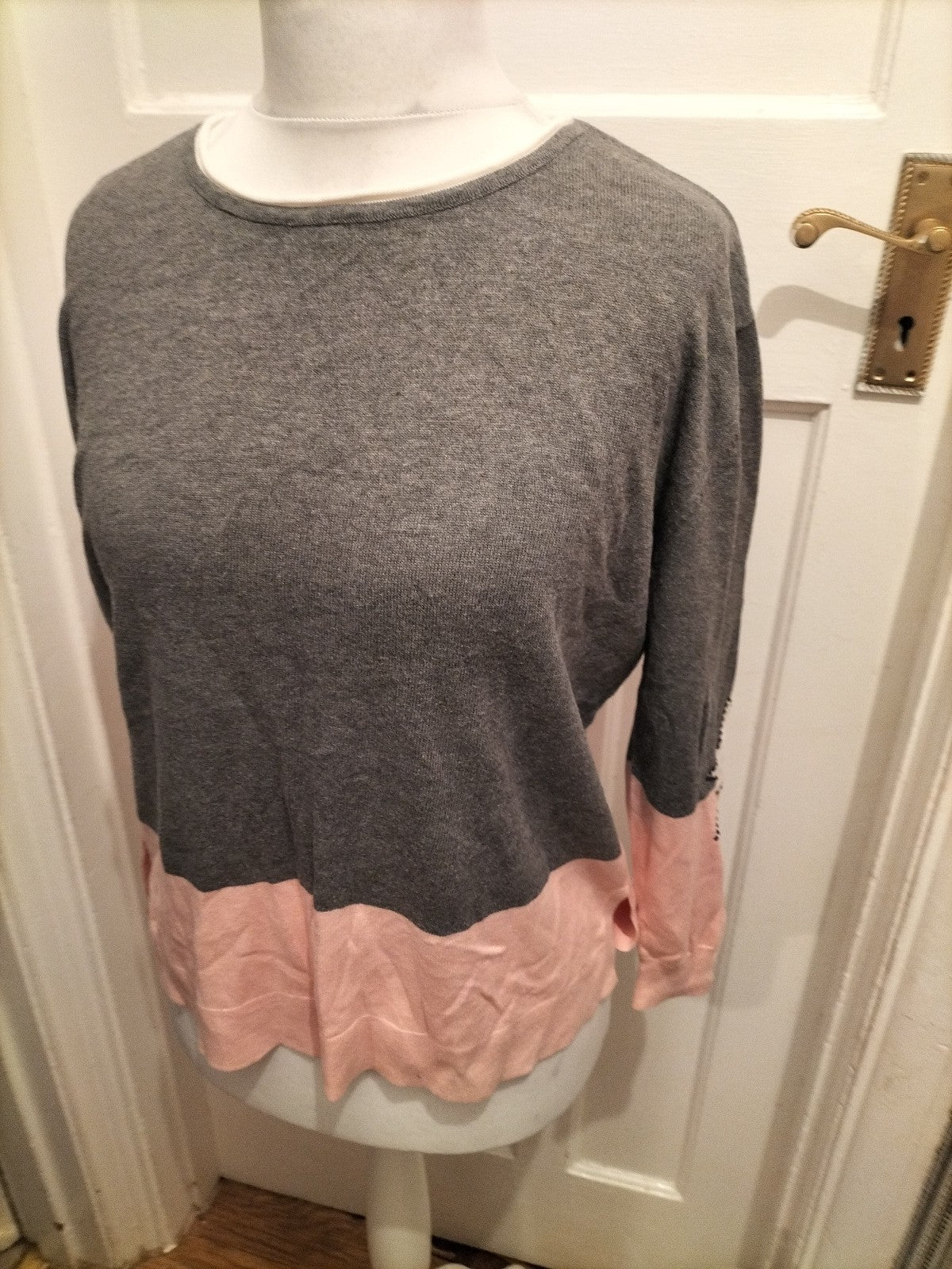 Ladies Principles Size 10 Grey And Pink Pullover Jumper