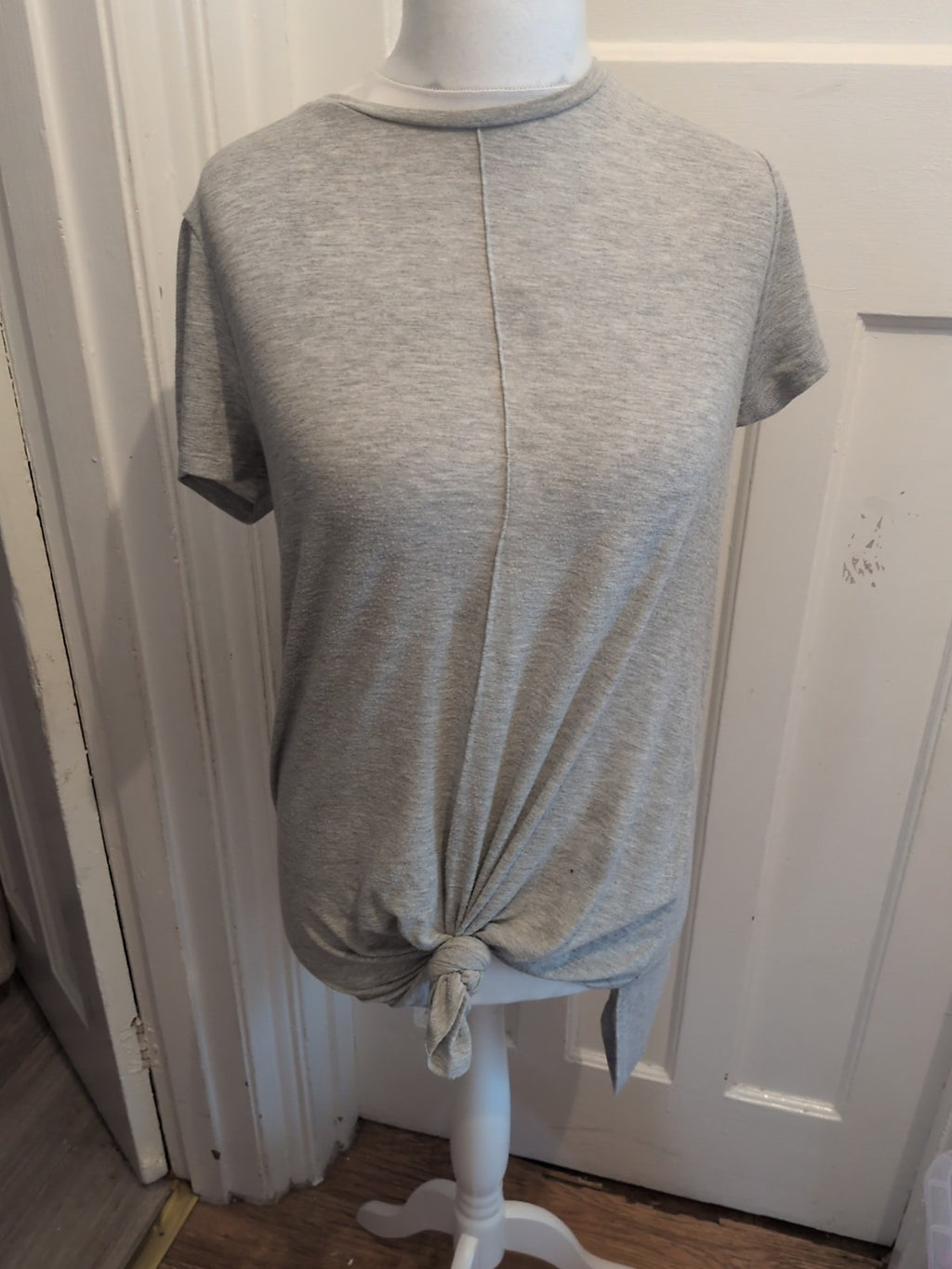 14 Grey Longline Front Knot T-shirt