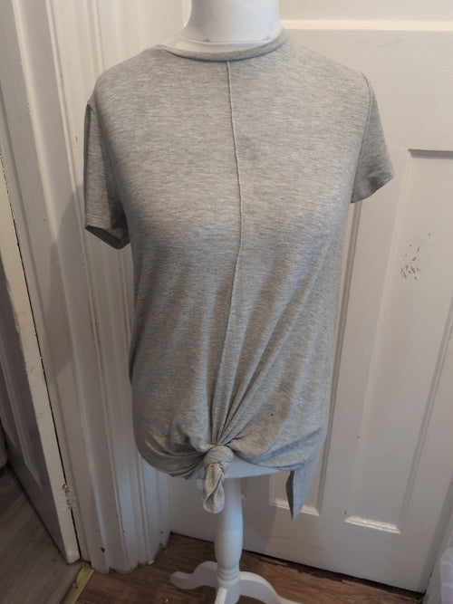 14 Grey Longline Front Knot T-shirt