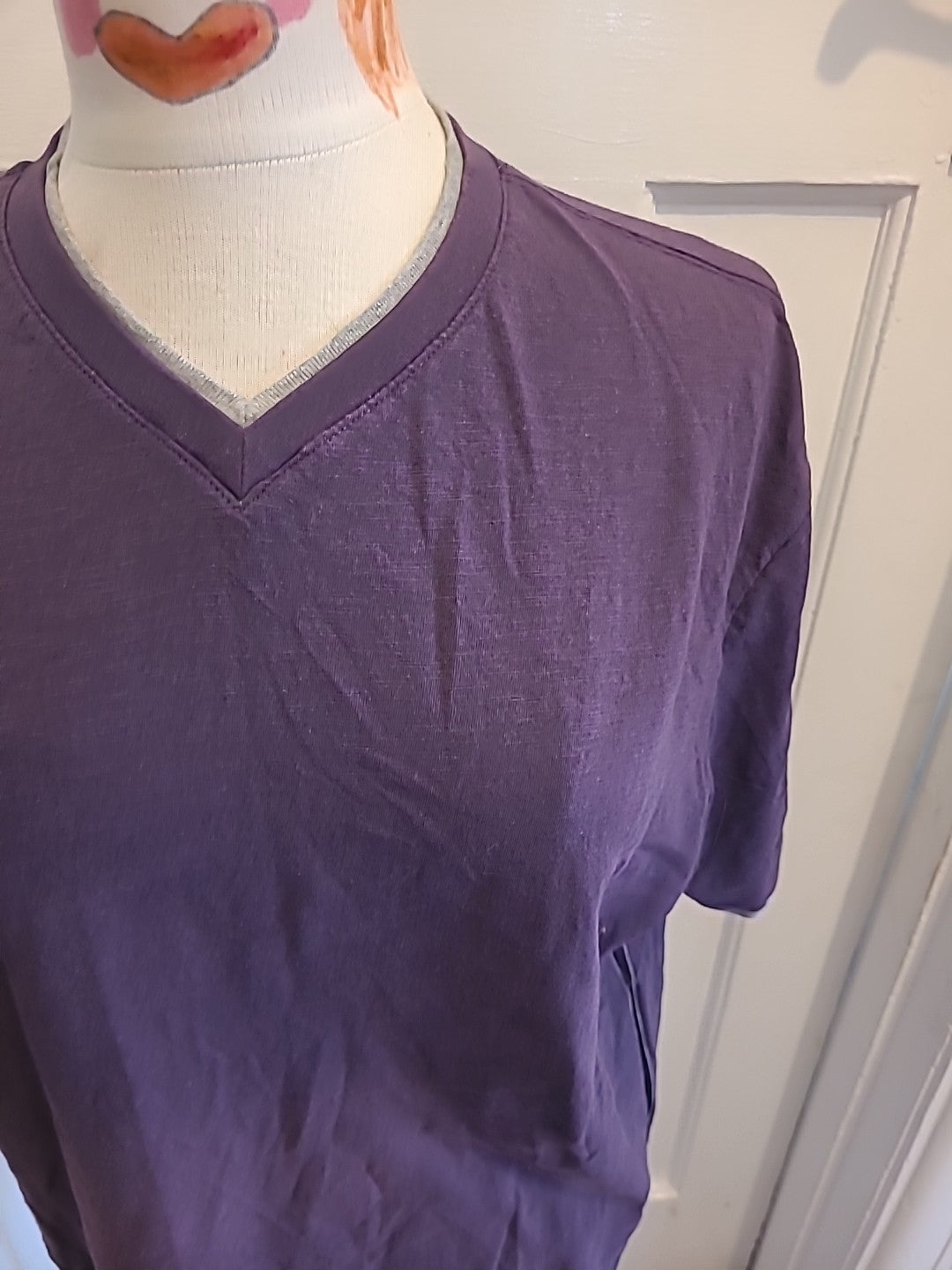 Mens Tu Size Large Purple Short Sleeved Pyjama Top