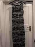 New Look 8 Charcoal And White Sleeveless Pencil Dress