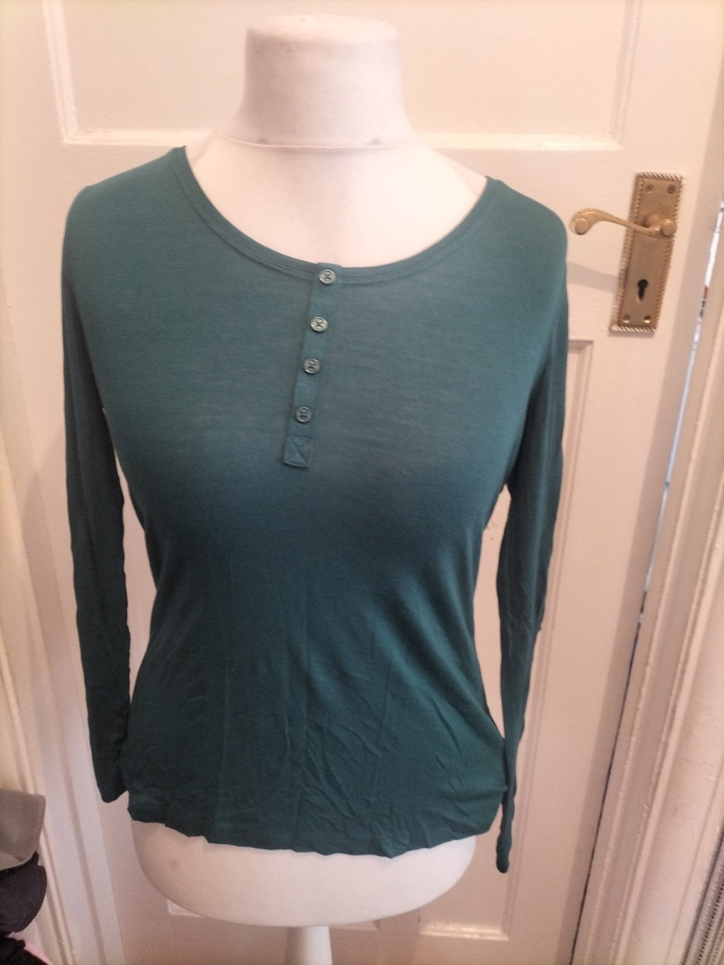Ladies Esmara Size 14-16 Green Teal Long Sleeved Blouse