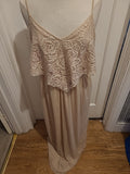 Ladies Miss Selfridge Size 14 Beige With Lace Detail Long Length Evening/Special