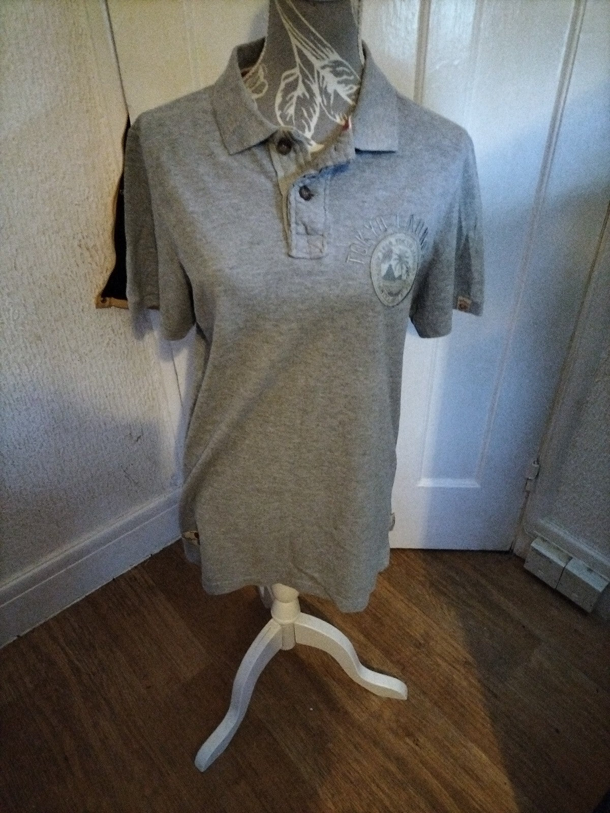 Mens Tokyo Size Medium Grey Short Sleeved Polo