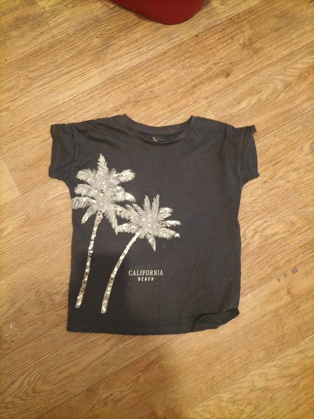 Girls Tu Age 9 Years Dark Grey Palm Tree Tshirt