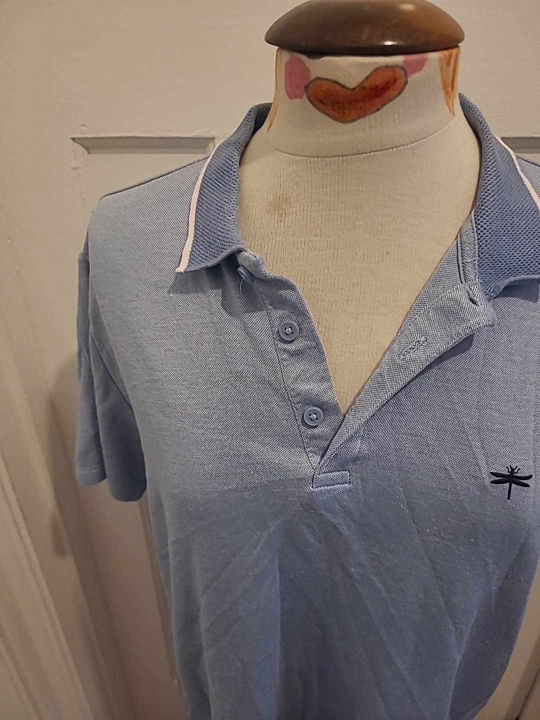 Mens Easy Size Large Pale Blue Short Sleeved Polo