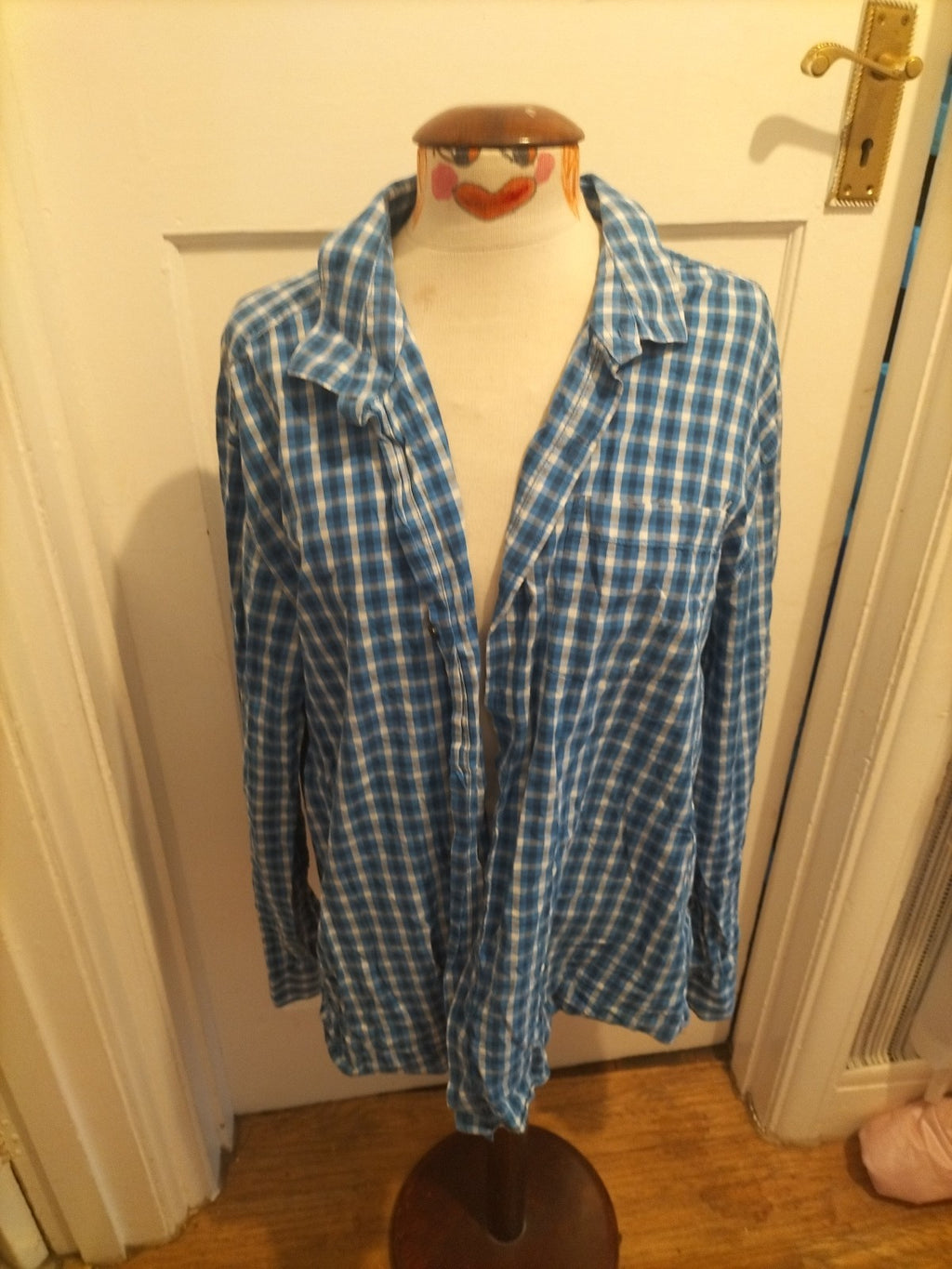Mens Peacocks Size 2XL Regular Fit Blue Check Shirt