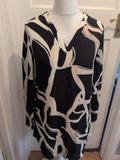 Medium Black White And Pale Pink Long Sleeve Midi-Long Dress