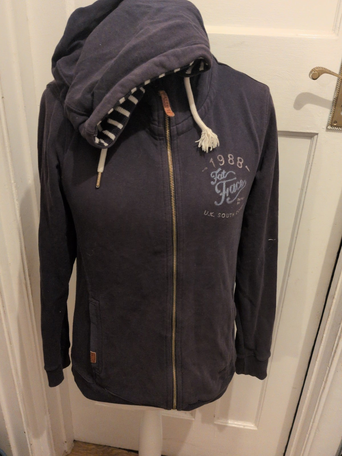 Ladies Fatface Size 14 Navy Full Zip Hoodie